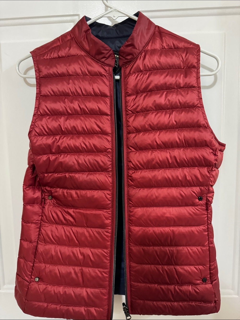 Reversible Puffer Vest - Blue with Red Lining